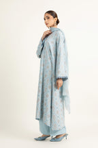 Embroidered Grey Cotton Karandi 3-Piece Unstitched Suit by The Fabric Store, photo 3