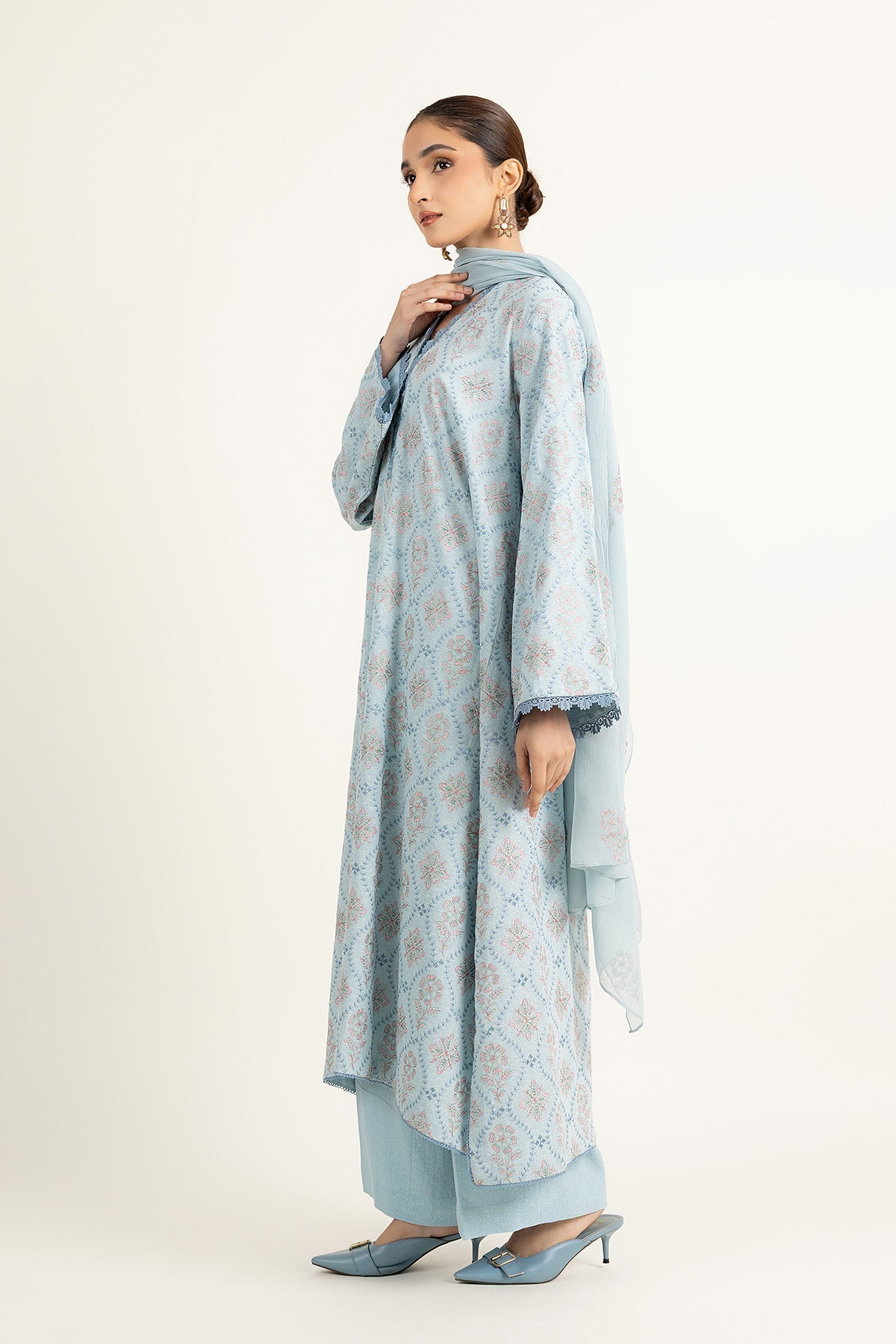 Embroidered Grey Cotton Karandi 3-Piece Unstitched Suit by The Fabric Store, photo 6