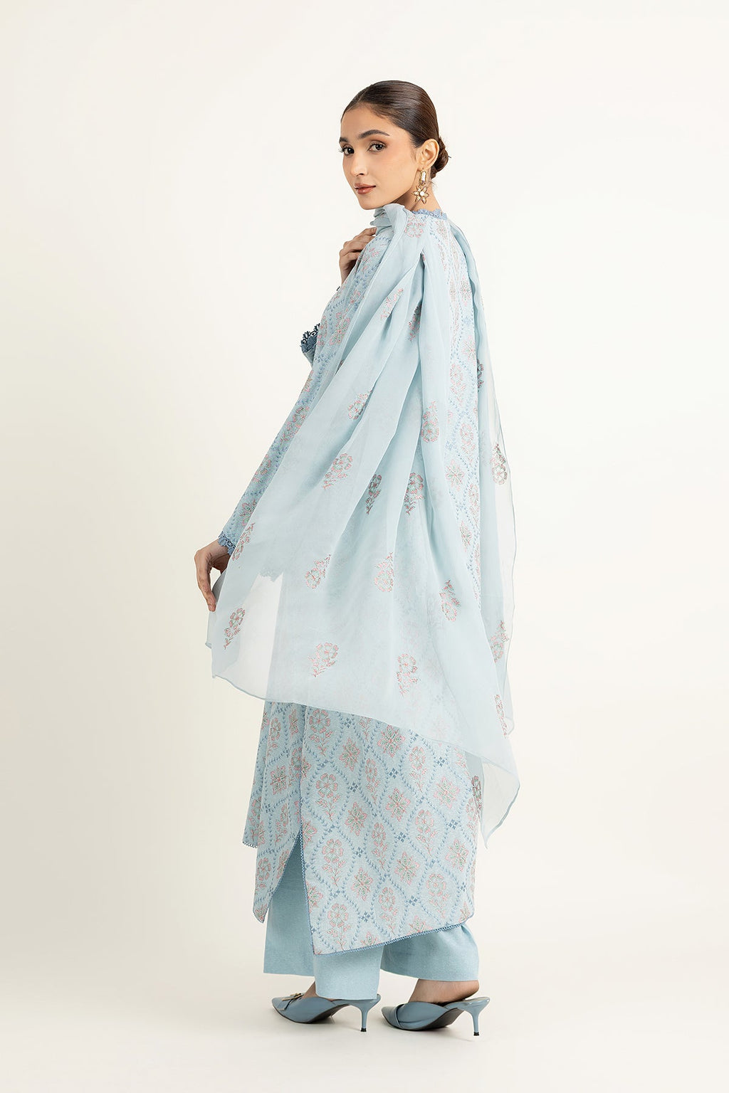 Embroidered Grey Cotton Karandi 3-Piece Unstitched Suit by The Fabric Store, photo 7