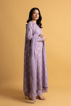Embroidered Lilac Cotton Karandi 3-Piece Unstitched Suit by The Fabric Store, photo 3