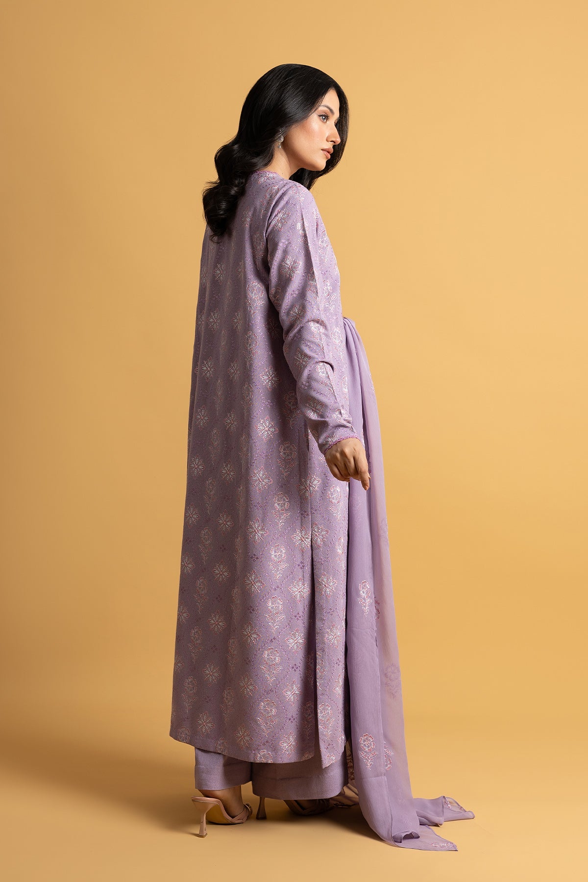 Embroidered Lilac Cotton Karandi 3-Piece Unstitched Suit by The Fabric Store, photo 2