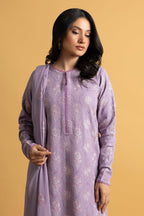 Embroidered Lilac Cotton Karandi 3-Piece Unstitched Suit by The Fabric Store, photo 4