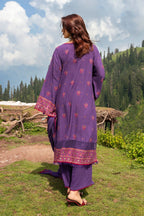 Embroidered & Embellished Purple Cotton Karandi 3-Piece Unstitched Suit by The Fabric Store, photo 2