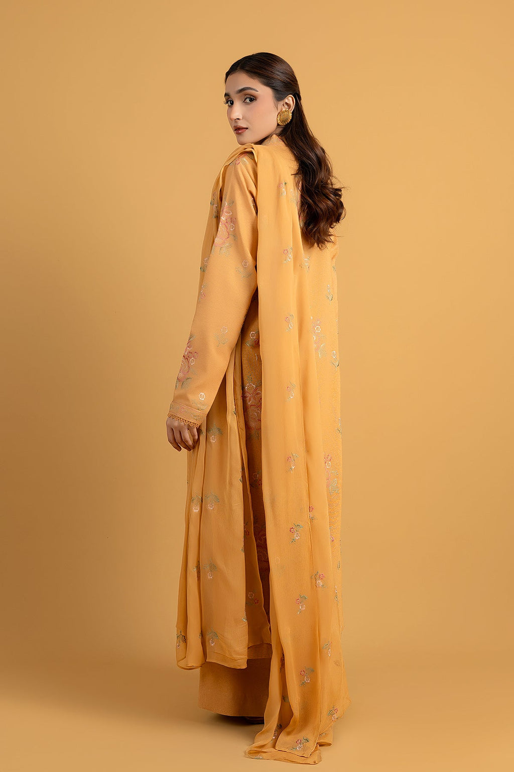 Embroidered Yellow Cotton Karandi 3-Piece Unstitched Suit by The Fabric Store, photo 2