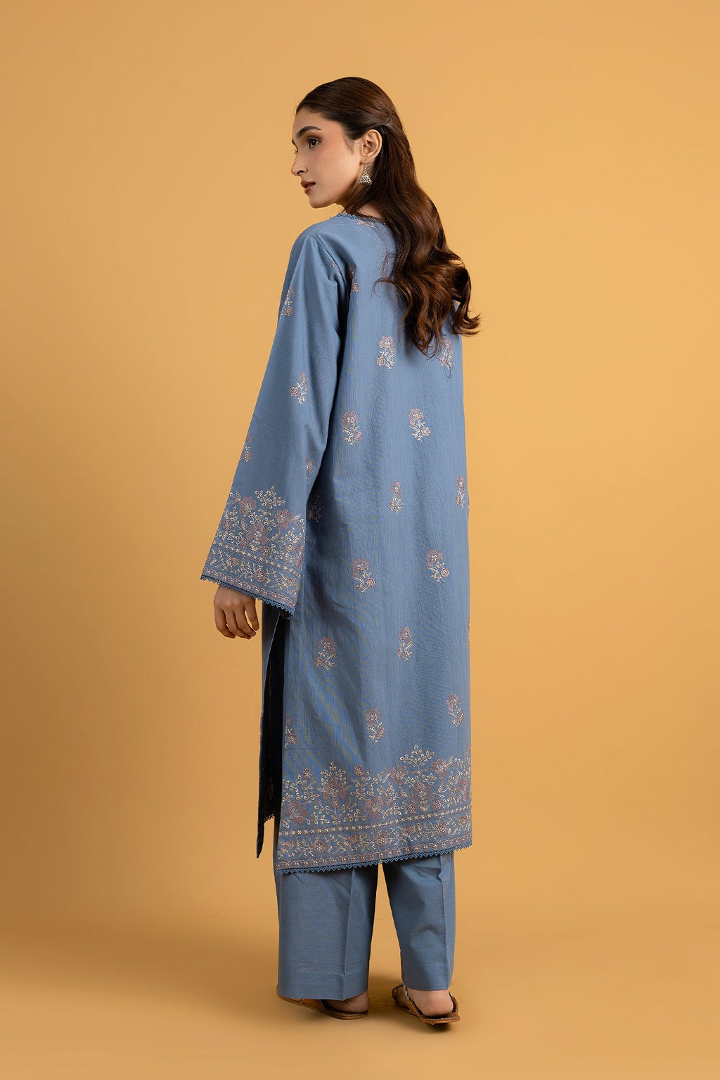 Embroidered L Blue Slub Khaddar 2-Piece Unstitched Suit by The Fabric Store, photo 2