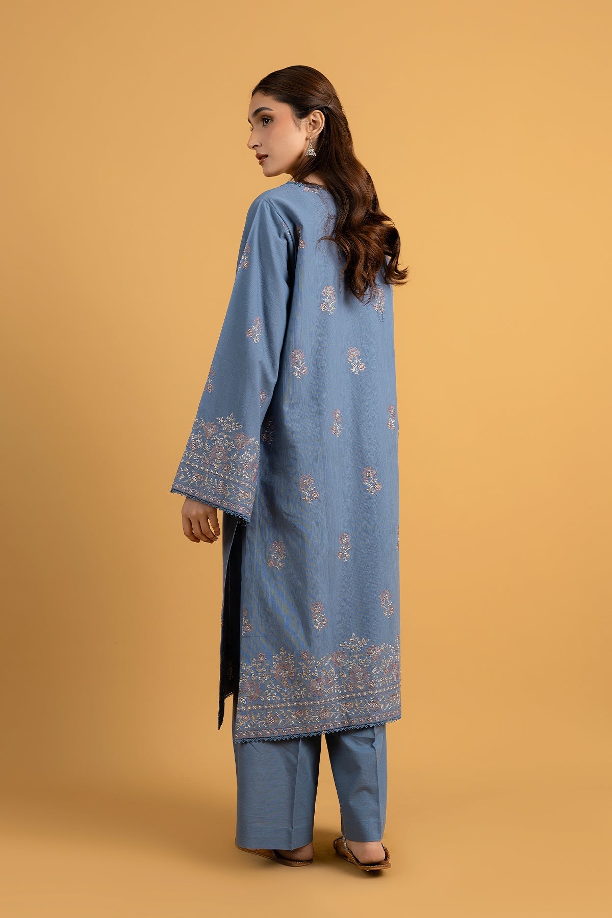 Embroidered L Blue Slub Khaddar 2-Piece Unstitched Suit by The Fabric Store, photo 2