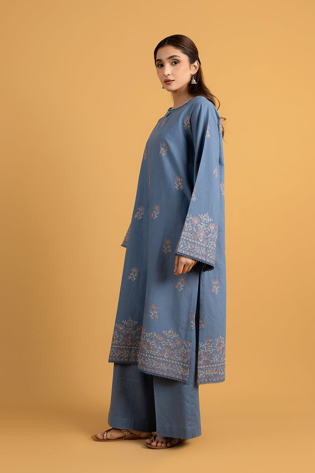 Embroidered L Blue Slub Khaddar 2-Piece Unstitched Suit by The Fabric Store, photo 4