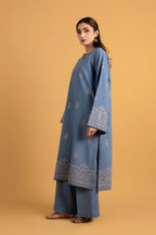 Embroidered L Blue Slub Khaddar 2-Piece Unstitched Suit by The Fabric Store, photo 4