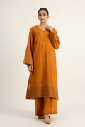 Embroidered Rust Slub Khaddar 2-Piece Unstitched Suit by The Fabric Store