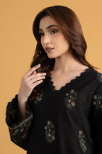 Embroidered Black Slub Khaddar 2-Piece Unstitched Suit by The Fabric Store, photo 3