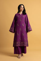 Embroidered Purple Slub Khaddar 2-Piece Unstitched Suit by The Fabric Store
