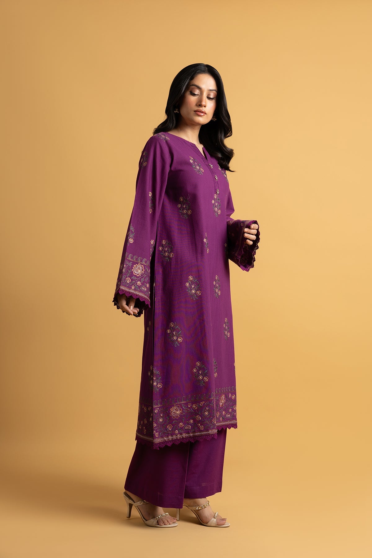 Embroidered Purple Slub Khaddar 2-Piece Unstitched Suit by The Fabric Store, photo 4