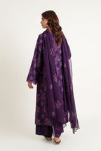 Embroidered Purple Cotton Karandi 3-Piece Unstitched Suit by The Fabric Store, photo 2