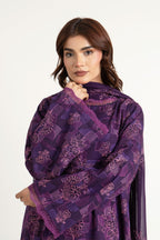 Embroidered Purple Cotton Karandi 3-Piece Unstitched Suit by The Fabric Store, photo 5