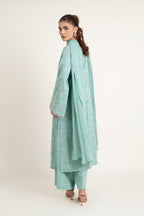 Embroidered Sky Blue Cotton Karandi 3-Piece Unstitched Suit by The Fabric Store, photo 2
