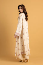 Embroidered Beige Cotton Karandi 3-Piece Unstitched Suit by The Fabric Store, photo 2