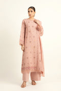 Embroidered Pink Cotton Karandi 3-Piece Unstitched Suit by The Fabric Store