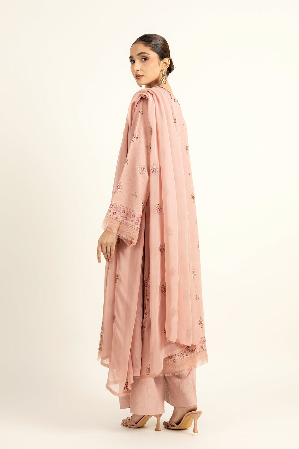Embroidered Pink Cotton Karandi 3-Piece Unstitched Suit by The Fabric Store, photo 2