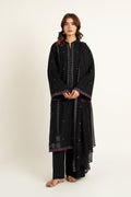 Embroidered Black Slub Khaddar 3-Piece Unstitched Suit by The Fabric Store