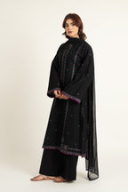 Embroidered Black Slub Khaddar 3-Piece Unstitched Suit by The Fabric Store, photo 4