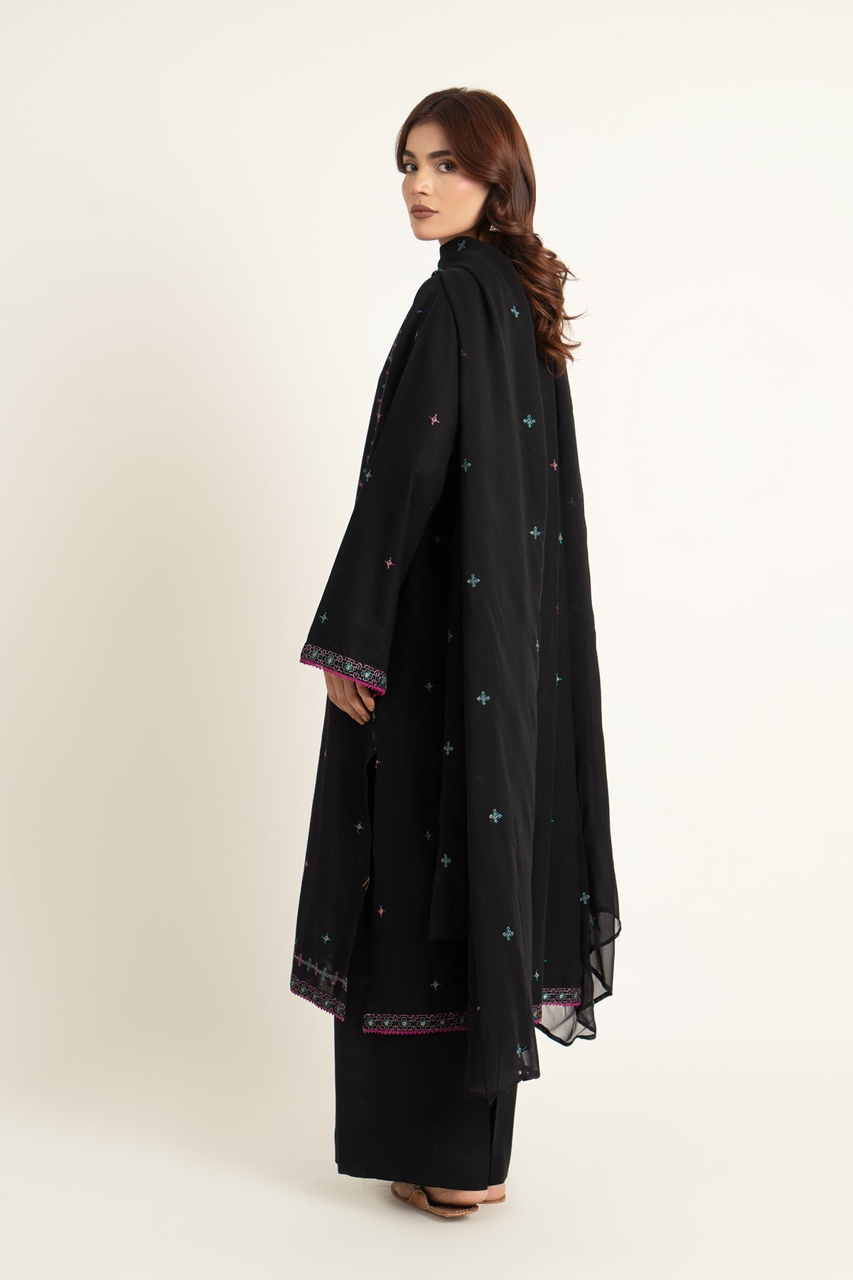 Embroidered Black Slub Khaddar 3-Piece Unstitched Suit by The Fabric Store, photo 2