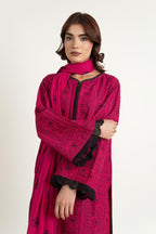 Embroidered & Embellished Pink Cotton Karandi 3-Piece Unstitched Suit by The Fabric Store, photo 2