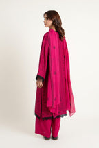 Embroidered & Embellished Pink Cotton Karandi 3-Piece Unstitched Suit by The Fabric Store, photo 3