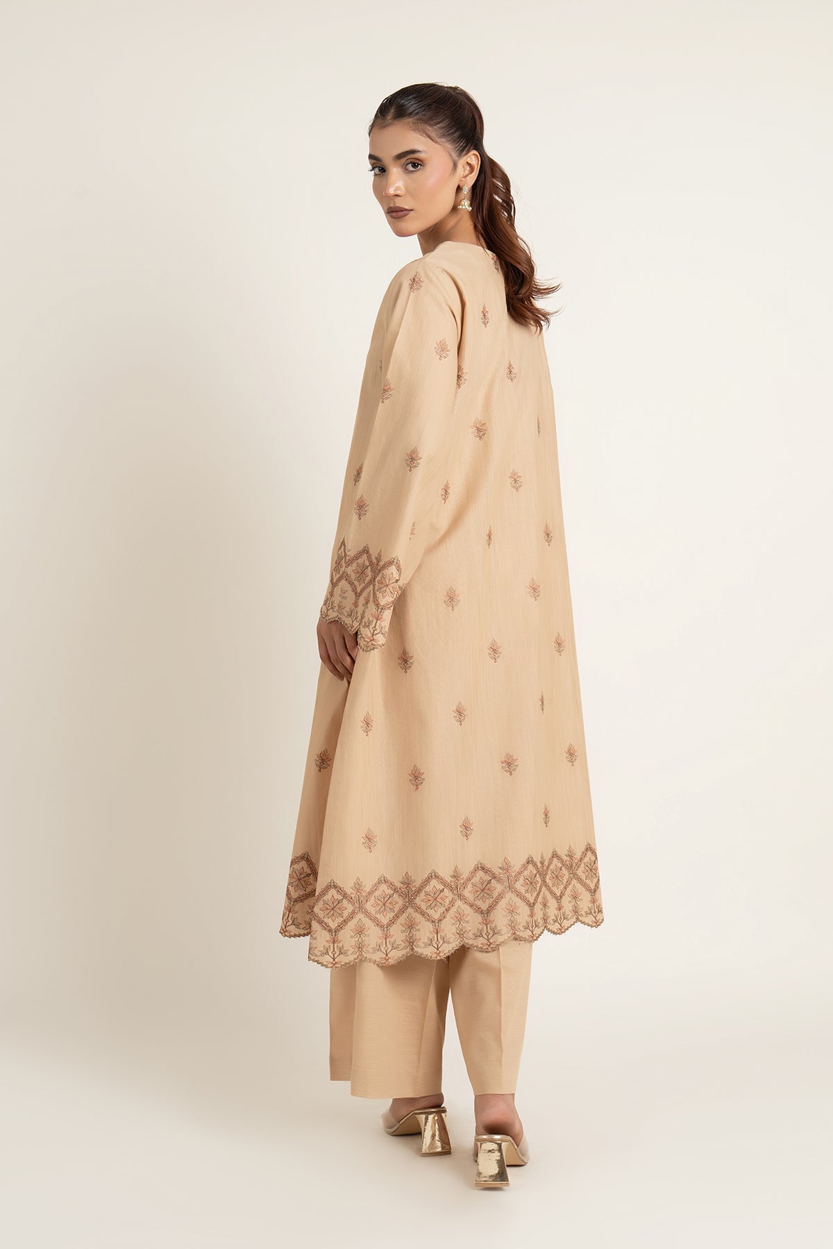 Embroidered Beige Slub Khaddar 2-Piece Unstitched Suit by The Fabric Store, photo 2