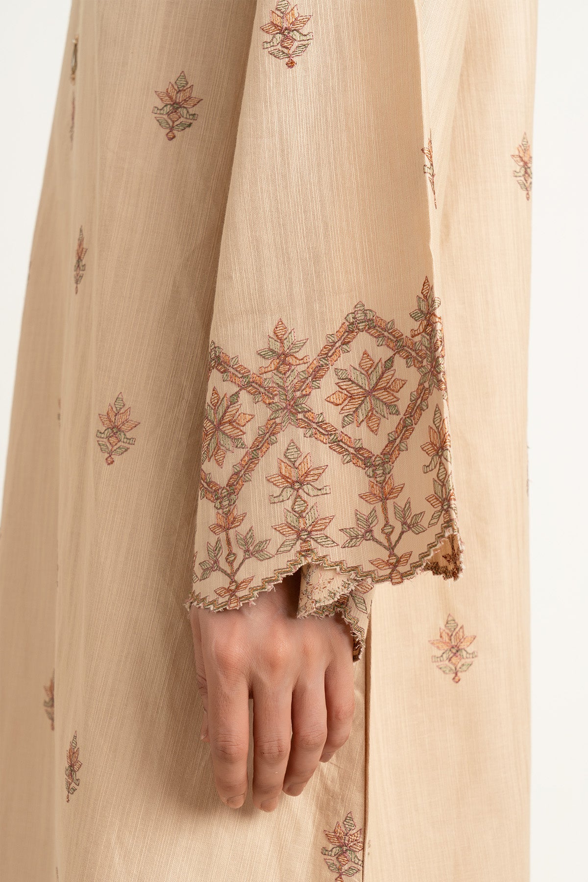 Embroidered Beige Slub Khaddar 2-Piece Unstitched Suit by The Fabric Store, photo 4