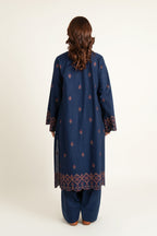 Embroidered Navy Slub Khaddar 2-Piece Unstitched Suit by The Fabric Store, photo 3
