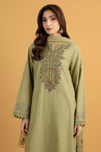 Embroidered Lime Slub Khaddar 3-Piece Unstitched Suit by The Fabric Store, photo 4