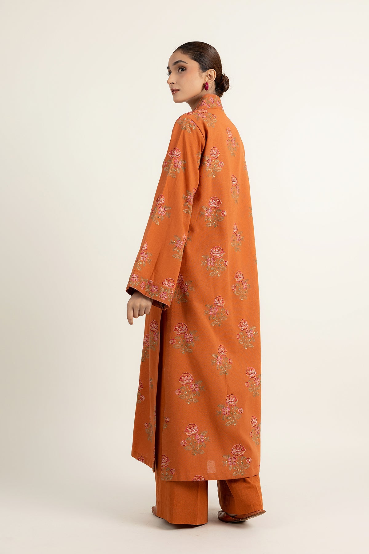 Embroidered Rust Cotton Karandi 2-Piece Unstitched Suit by The Fabric Store, photo 2