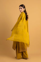 Embroidered Mustard Cotton Karandi 3-Piece Unstitched Suit by The Fabric Store, photo 5