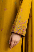 Embroidered Mustard Cotton Karandi 3-Piece Unstitched Suit by The Fabric Store, photo 3