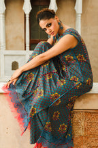 Printed Teal Linen 2-Piece Unstitched Suit by The Fabric Store, photo 2