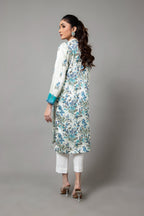 Printed O White Shamoz Silk Pret Shirt by The Fabric Store, photo 2