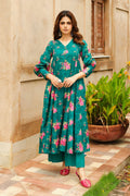 Printed Green Slub Khaddar 2-Piece Unstitched Suit by The Fabric Store