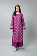 Printed Purple Slub Khaddar 2-Piece Unstitched Suit by The Fabric Store