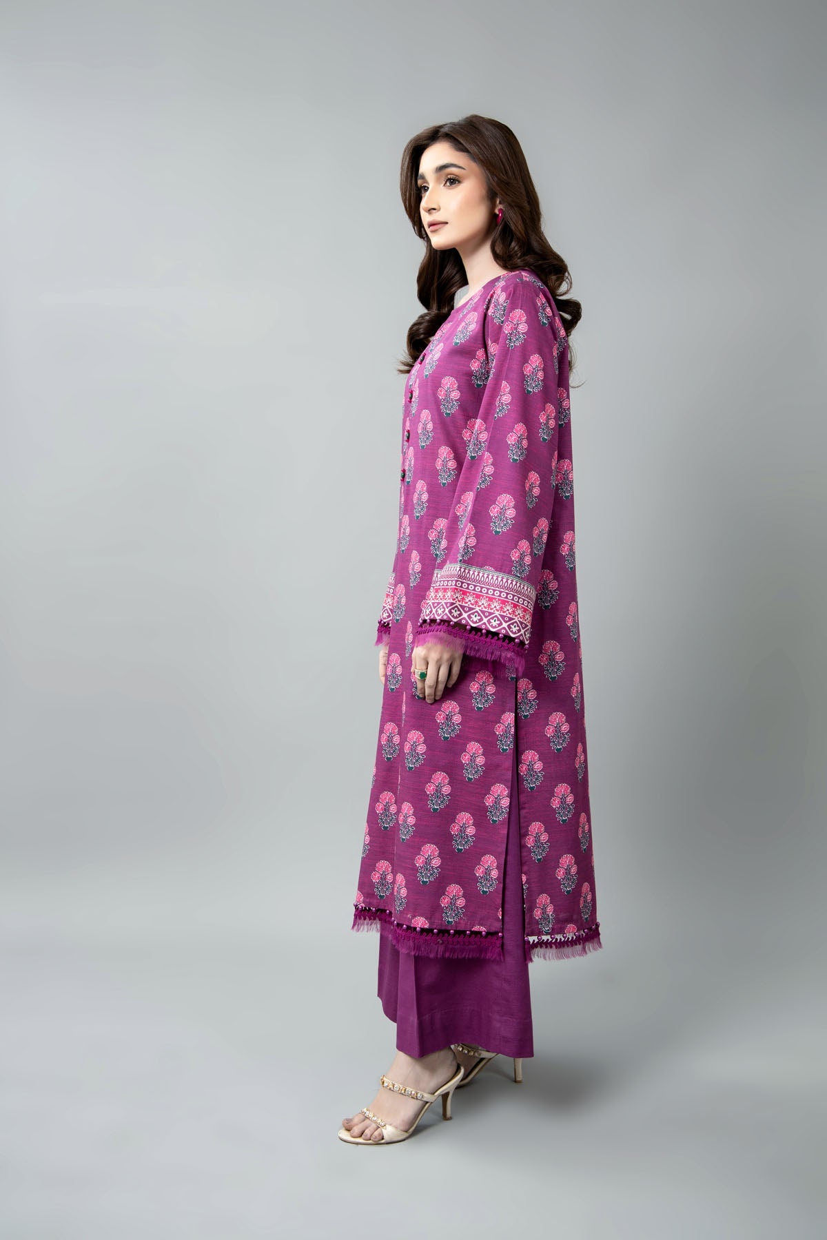 Printed Purple Slub Khaddar 2-Piece Unstitched Suit by The Fabric Store, photo 4