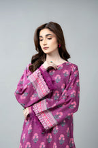 Printed Purple Slub Khaddar 2-Piece Unstitched Suit by The Fabric Store, photo 3