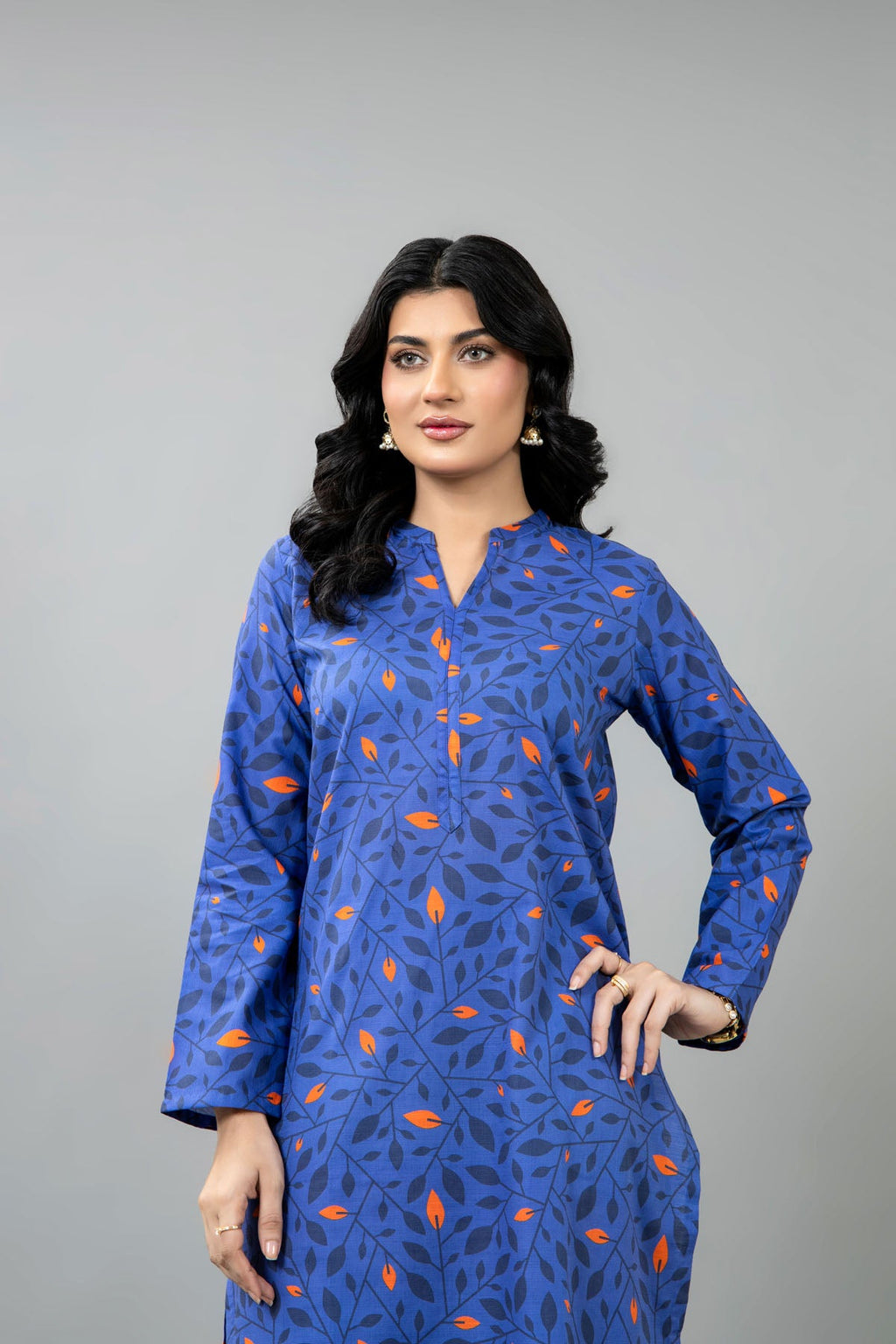 Printed Blue Slub Khaddar 2-Piece Pret Suit by The Fabric Store, photo 4