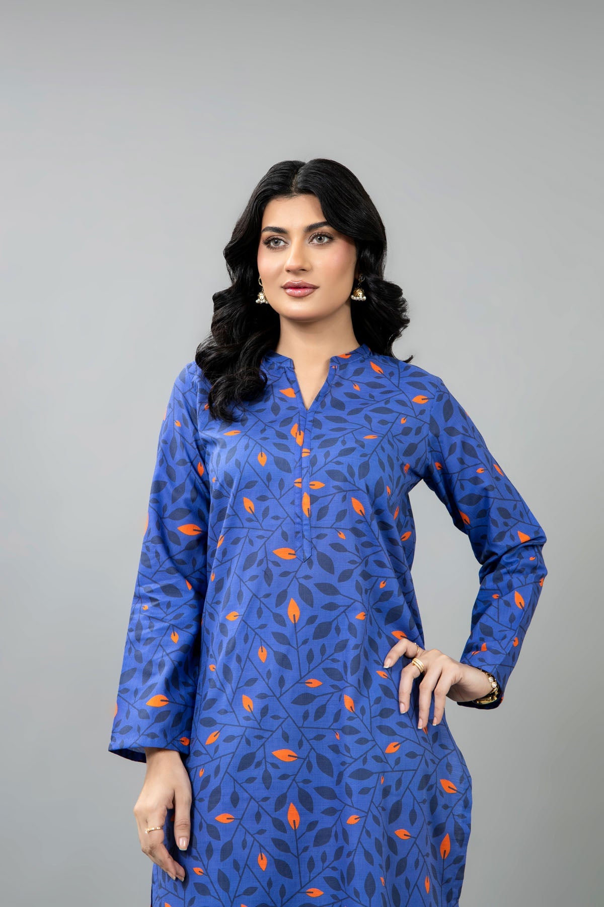Printed Blue Slub Khaddar 2-Piece Pret Suit by The Fabric Store, photo 4