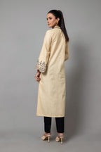 Embroidered Beige Slub Khaddar Pret Shirt by The Fabric Store, photo 2