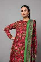 Printed Red Slub Khaddar 3-Piece Unstitched Suit by The Fabric Store, photo 4