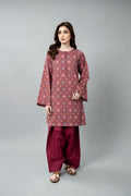 Printed Maroon Slub Khaddar 2-Piece Unstitched Suit by The Fabric Store