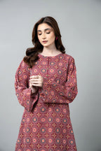 Printed Maroon Slub Khaddar 2-Piece Unstitched Suit by The Fabric Store, photo 4