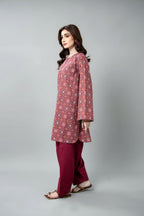 Printed Maroon Slub Khaddar 2-Piece Unstitched Suit by The Fabric Store, photo 3