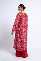 Printed Red Lawn Unstitched Shirt by The Fabric Store, photo 2