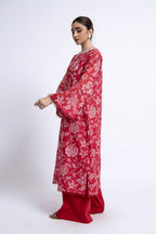 Printed Red Lawn Unstitched Shirt by The Fabric Store, photo 3