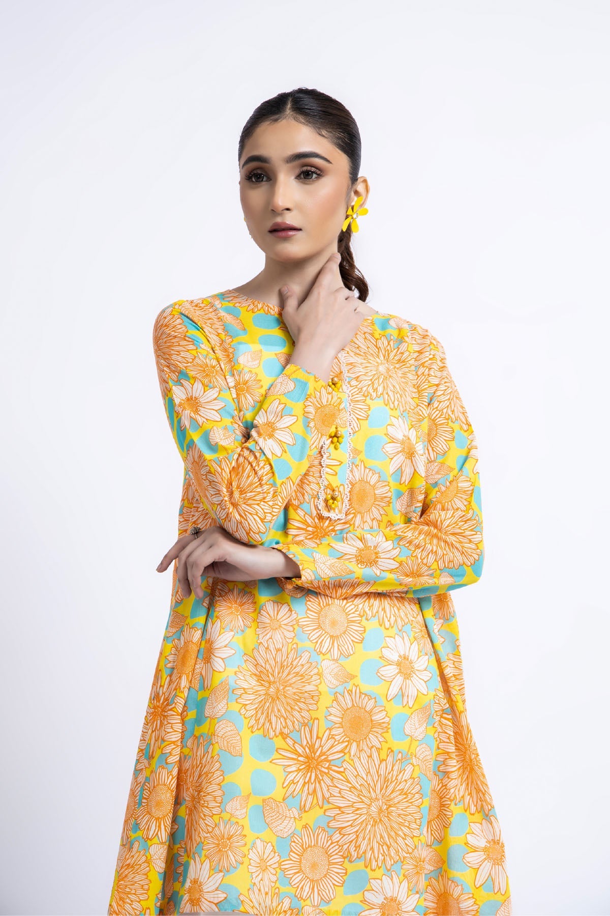 Printed Yellow Lawn Unstitched Shirt by The Fabric Store, photo 2
